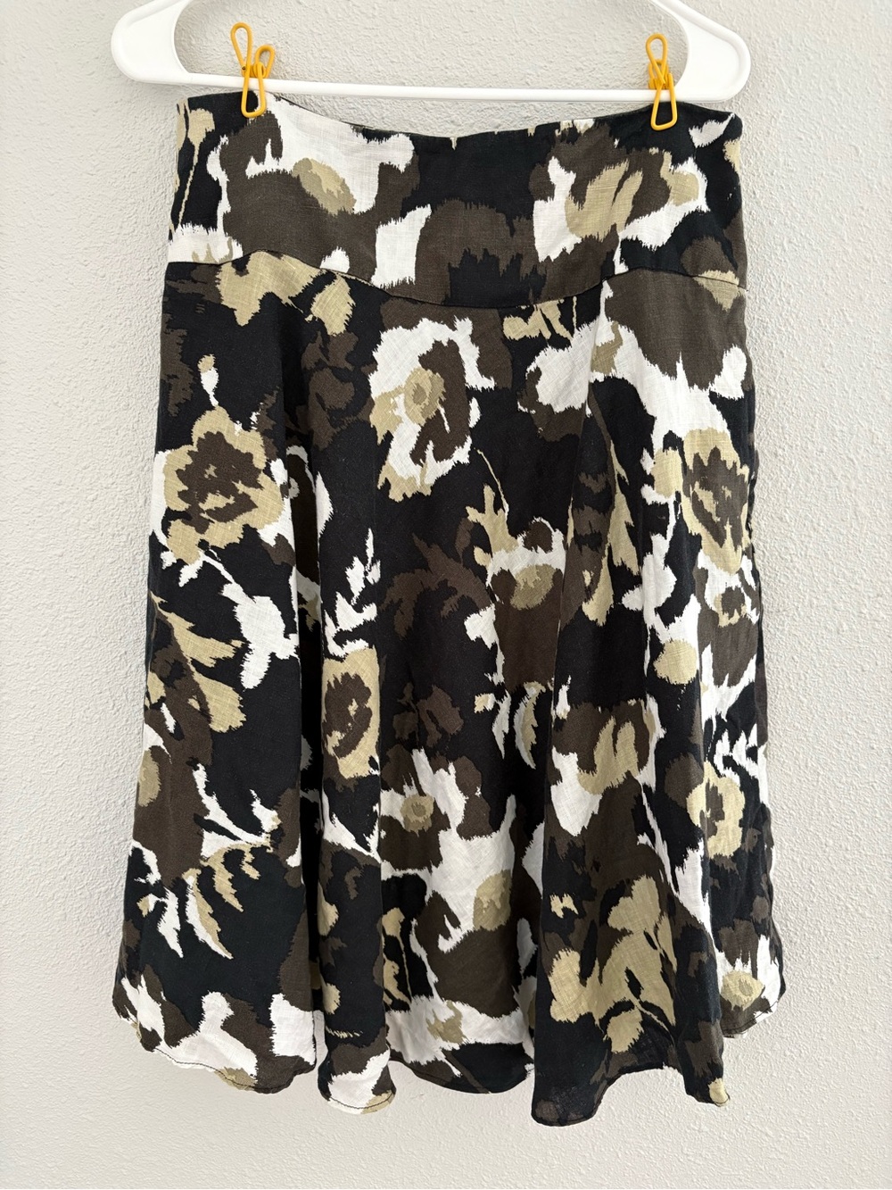 Grace 100% Linen Floral A-Line Skirt (size 8)